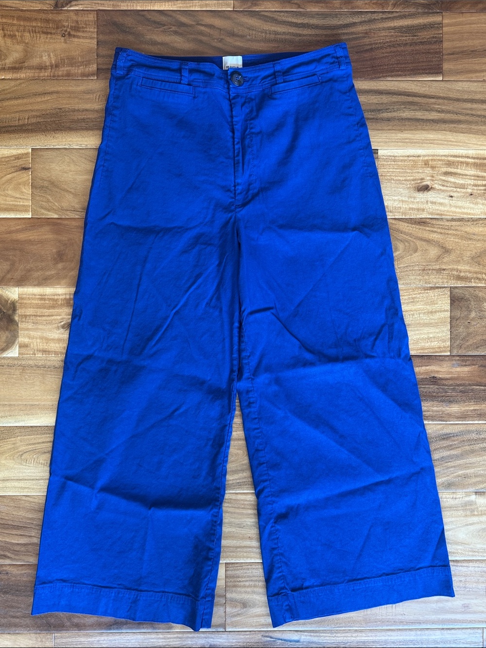 Maeve Ettie High Rise Crop Wide Leg Pants in Blue size 32